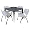 Regency Kahlo Square Table & Chair Sets, 36 W, 36 L, 29 H, Wood, Metal, Plastic Top, Grey TPL3636GYBK47GY - alternate 1